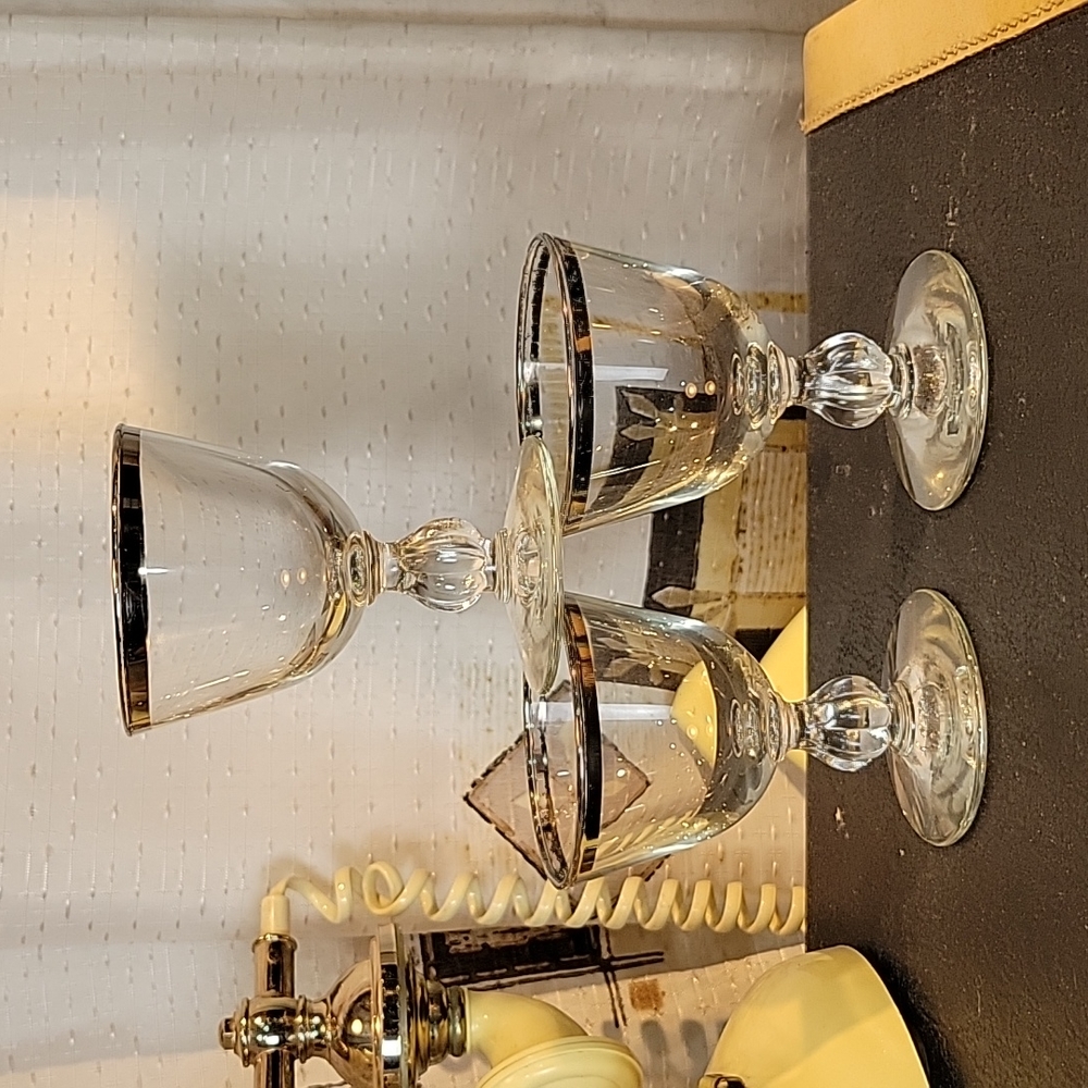 Vintage MCM Silver Rimmed Cordial Glasses - Picture 2 of 8